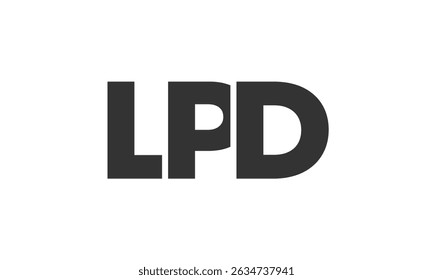 LPD logo design template with strong and modern bold text. Initial based vector logotype featuring simple and minimal typography. Trendy company identity ideal for businesses brand presence.