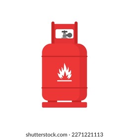 LPG flat design. Flammable gas tank icon. Propane, butane, methane gas tank. Gas cylinder bottle icon. Flat illustration of gas cylinder bottle vector icon for web design