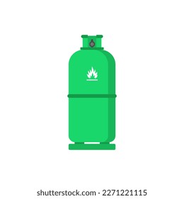 LPG flat design. Flammable gas tank icon. Propane, butane, methane gas tank. Gas cylinder bottle icon. Flat illustration of gas cylinder bottle vector icon for web design