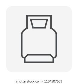 LPG gas tank, gas cylinder vector icon. Also called bottle, canister. Refill pressure vessel or container for storage natural gas, liquefied petroleum gas, propane, butane at high pressure for cooking