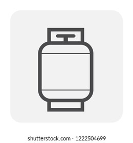 LPG gas tank, gas cylinder vector icon. Also called bottle, canister. Refill pressure vessel or container for storage natural gas, liquefied petroleum gas, propane, butane at high pressure for cooking