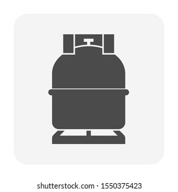 LPG gas tank, gas cylinder vector icon. Also called bottle, canister. Refill pressure vessel or container for storage natural gas, liquefied petroleum gas, propane, butane at high pressure for cooking