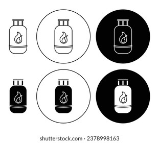 LPG icon set in black. propane gas cylinder vector sign for Ui designs.