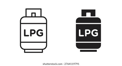 LPG icon symbols, Solid black and editable stroke icons