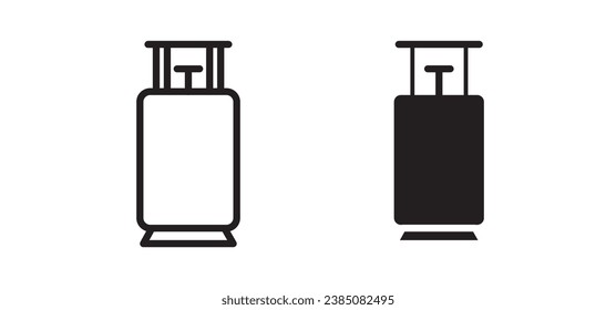Juego de iconos de línea de GLP. Símbolo de cilindro de gas propano para diseños de interfaz de usuario. En color negro.