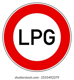 LPG and prohibition sign on white