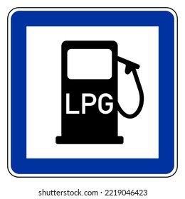 LPG and road sign on white