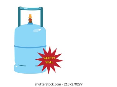 An LPG tank with safety standard seal. Editable Clip Art.