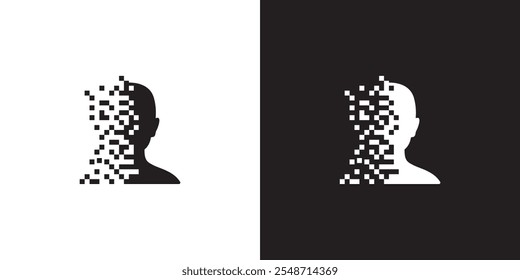 Icono de Ilustración vectorial de Plantilla de logotipo humano de cabeza de píxel