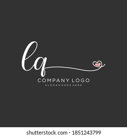 LQ Beauty vector initial logo, handwriting logo of initial signature, wedding, fashion, jewelry, boutique, floral and botanical with creative template for any company or business.