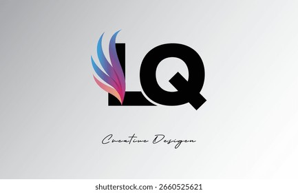 LQ Feather Gradient Logo – Monograma de ala elegante para marca moderna y diseño de identidad visual