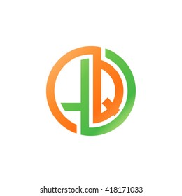 LQ initial letters looping linked circle logo orange green