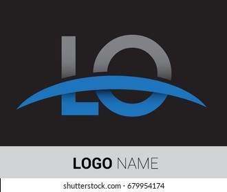 LQ initial logo company name colored grey and blue swoosh design.