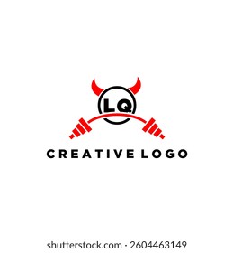 LQ initial monogram for fitnes or gym logo with devil style design