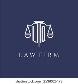 Monograma inicial de LQ para el logotipo del bufete de abogados con la Imagen del Vector de las escalas