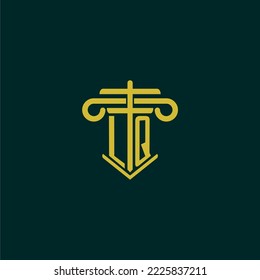 LQ initial monogram logo design for law firm with pillar vector image