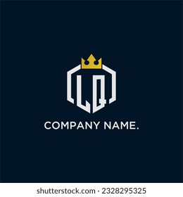 LQ initial monogram logo design for hexagon style  crown elegant image