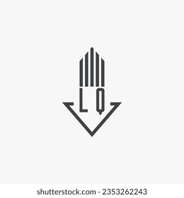 Ilustración del material del logotipo inmobiliario con iniciales LQ. vector de logotipo
