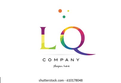 lq l q  creative rainbow colors colored alphabet company letter logo design vector icon template