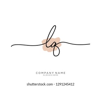 LQ L Q Initial handwriting logo template
