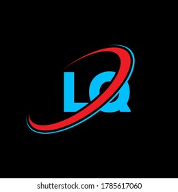 LQ L Q letter logo design. Initial letter LQ linked circle uppercase monogram logo red and blue. LQ logo, L Q design. lq, l q