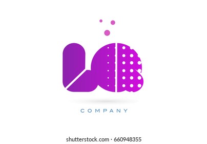 lq l q pink dots dotted letter logo alphabet creative company vector icon design template