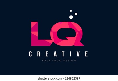 LQ L Q Purple Letter Logo Design with Low Poly Pink Triangles Concept