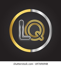 LQ Letter logo in a circle. gold and silver colored. Vector design template elements for your business or company identity.