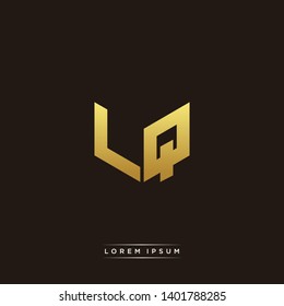 LQ Logo Letter Initial Logo Designs Templete with Gold and Black Background