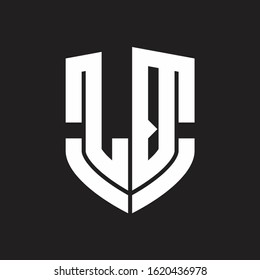LQ Logo monogram with emblem shield shape design isolated on black background