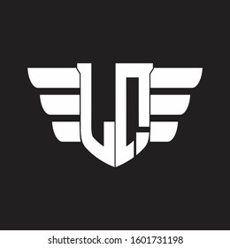 LQ Logo monogram with emblem and wings element design template