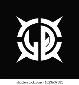 LQ Logo monogram with four pieces circle slice design template on Black Background