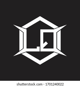 Monograma de logotipo de calidad inferior con hexágono y plantilla de diseño de forma de cuatro ejes