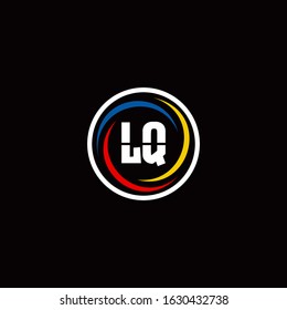 LQ logo monogram isolated on circle shape with 3 slash colors rounded design template