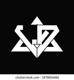 LQ Logo monogram isolated with triangle shape design template on black background