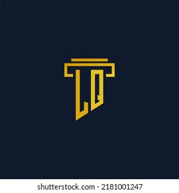 Logotipo inicial de monograma LQ para la firma de abogados con diseño de hitos