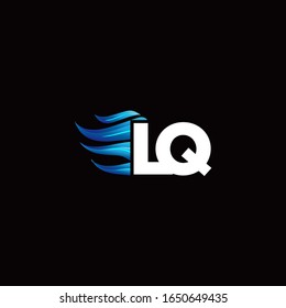 LQ monogram logo with blue fire style design template