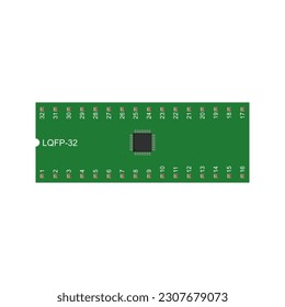 LQFP-32 8-bit Microcontrollers - Vector Illustration - useful for graphic designers creating visuals related to microcontrollers, embedded systems, or electronic designs