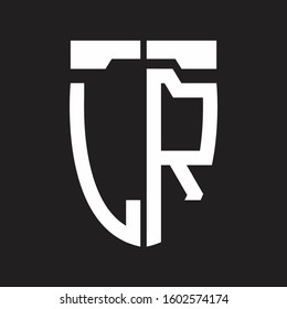 LR Abstrack logo monogram with emblem style isolated on black background