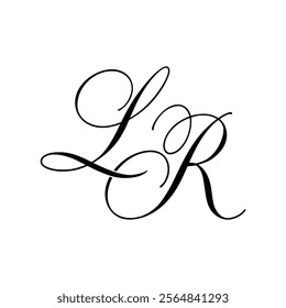 LR Calligraphy Monogram Initial Letters Logo