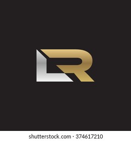 LR company linked letter logo golden silver black background