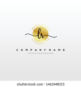 LR handwriting initial logo template vector.