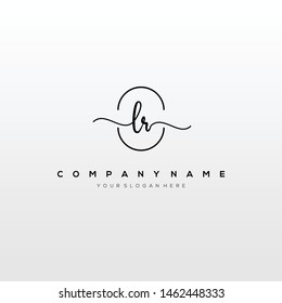 LR handwriting initial logo template vector.