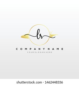 LR handwriting initial logo template vector.