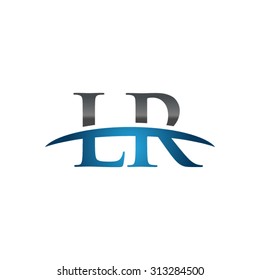 LR initial company blue swoosh logo