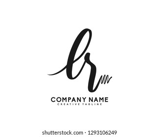 LR Initial Handwriting Logo Template Vector
