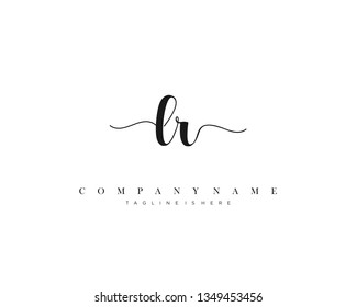 LR initial handwriting logo template with luxury color vector