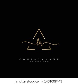LR initial handwriting logo template vector