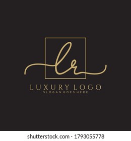 LR Initial handwriting logo template vector