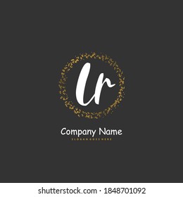 LR Initial handwriting and signature logo design with circle. Beautiful design handwritten logo for fashion, team, wedding, luxury logo.